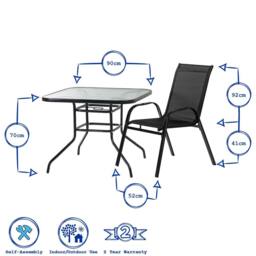 Harbour Housewares 2 Person Garden Furniture Set 90 x 90cm Black - Size: 90 x 90 cm - thumbnail 3