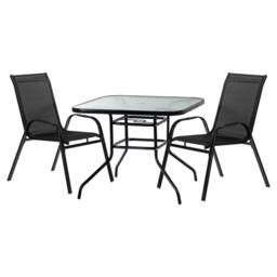 Harbour Housewares 2 Person Garden Furniture Set 90 x 90cm Black - Size: 90 x 90 cm - thumbnail 1