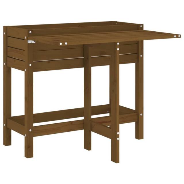 Berkfield Home Garden Planter with Folding Tabletop Honey Brown Solid Wood Pine - image 1