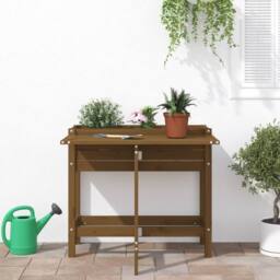 Berkfield Home Garden Planter with Folding Tabletop Honey Brown Solid Wood Pine - thumbnail 3