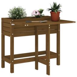 Berkfield Home Garden Planter with Folding Tabletop Honey Brown Solid Wood Pine - thumbnail 2