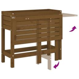 Berkfield Home Garden Planter with Folding Tabletop Honey Brown Solid Wood Pine - thumbnail 7