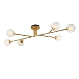 Netlighting 'ROME' Multi Arm Dimmable Stylish Indoor Glass Semi Flush Ceiling Lamp in Yellow
