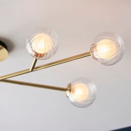 Netlighting 'ROME' Multi Arm Dimmable Stylish Indoor Glass Semi Flush Ceiling Lamp in Yellow - thumbnail 4