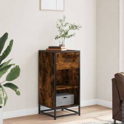 Berkfield Home Sideboard Smoked Oak 35.5x35x76 cm Engineered Wood & Metal in Brown - thumbnail 3