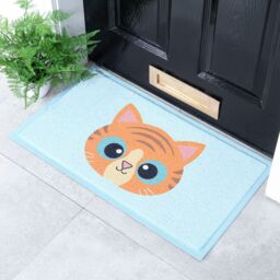 Artsy Mats Ginger Cat Face Doormat (70 x 40cm) in White - Size: 40 cm x 70 cm - thumbnail 1