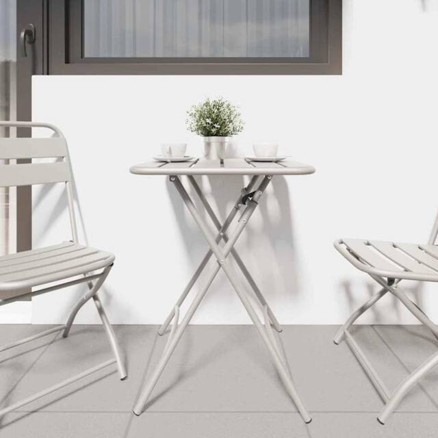 Berkfield Home Modern Folding Garden Table Beige 55x55x73 cm Steel - Size: 55 x 55 x 73 cm - image 1