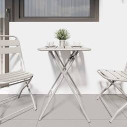Berkfield Home Modern Folding Garden Table Beige 55x55x73 cm Steel - Size: 55 x 55 x 73 cm