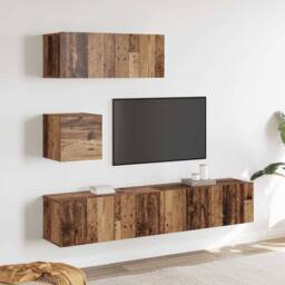 Berkfield Home Classic 4 Piece TV Cabinet Set Wall-mounted Old Wood Engineered Wood - thumbnail 2