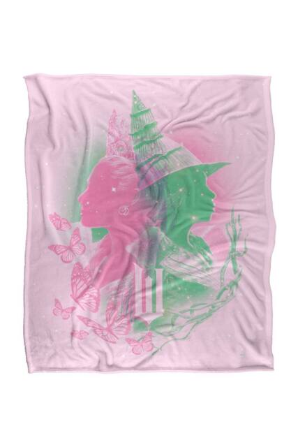 NBCU Wicked Pink & Green Glinda & Elphaba Portrait Blanket - Size: Large - image 1