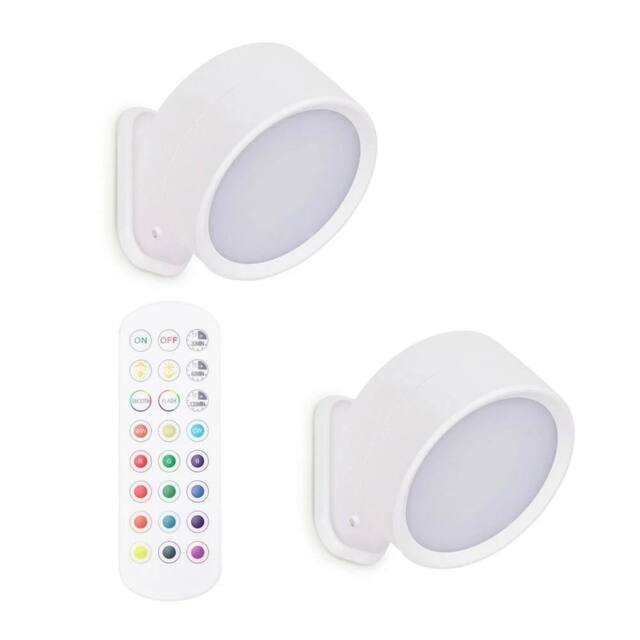 EONLION 2x Easy Fit Touch Wall Light Fittings Rechargeable LED Lamps in White - image 1