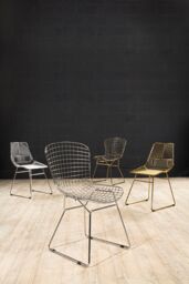 Orsina Sturdy Small Chrome Metal Wire Chair, Metal Chair for Kitchen, Outdoor Tapered Metal Chair for Patio, Lawn in Silver - thumbnail 5
