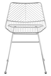 Orsina Sturdy Small Chrome Metal Wire Chair, Metal Chair for Kitchen, Outdoor Tapered Metal Chair for Patio, Lawn in Silver - thumbnail 4