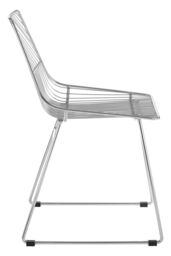 Orsina Sturdy Small Chrome Metal Wire Chair, Metal Chair for Kitchen, Outdoor Tapered Metal Chair for Patio, Lawn in Silver - thumbnail 3