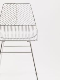 Orsina Sturdy Small Chrome Metal Wire Chair, Metal Chair for Kitchen, Outdoor Tapered Metal Chair for Patio, Lawn in Silver - thumbnail 6