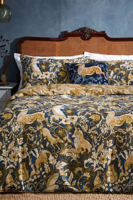 Paoletti Harewood British Animal 100% Cotton Duvet Cover Set in Blue - Size: Double - image 1
