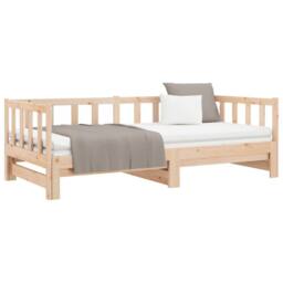 Berkfield Home Beautiful Day Bed with Trundle 90x200 cm Solid Wood Pine in Natural - thumbnail 5