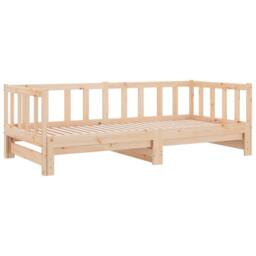 Berkfield Home Beautiful Day Bed with Trundle 90x200 cm Solid Wood Pine in Natural - thumbnail 1