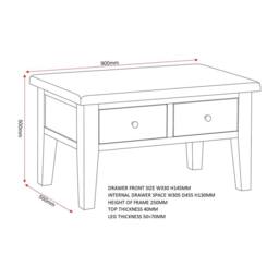 Seconique Windsor 2 Drawer Coffee Table (Fully Assembled) in Light Grey - thumbnail 7