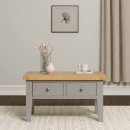 Seconique Windsor 2 Drawer Coffee Table (Fully Assembled) in Light Grey