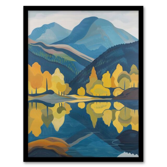 "Artery8 Lake District Cumbria Artwork Summer Hills Forest Framed Art Print in Blue - Size: W12"" x H16""" - image 1