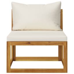 Berkfield Home 2 Piece Sofa Set with Cream White Cushions Solid Wood Acacia in Beige - thumbnail 3