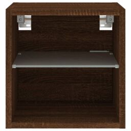 Berkfield Home TV Wall Cabinet with LED Lights Brown Oak 30x28.5x30 cm - thumbnail 8