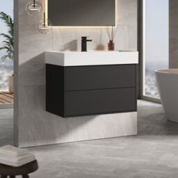 Banyetti Venti 800mm Wall Hung Vanity Unit with Athena Basin - Matt Black - thumbnail 3