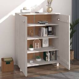 Berkfield Home Shoe Cabinet HAMAR White 85x40x108 cm Solid Wood Pine - Size: 85 x 40 x 108 cm - thumbnail 7