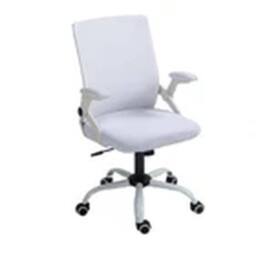 EONLION Mid-Back Office Chair Flip-Up Armrest Desk Swivel Chair White