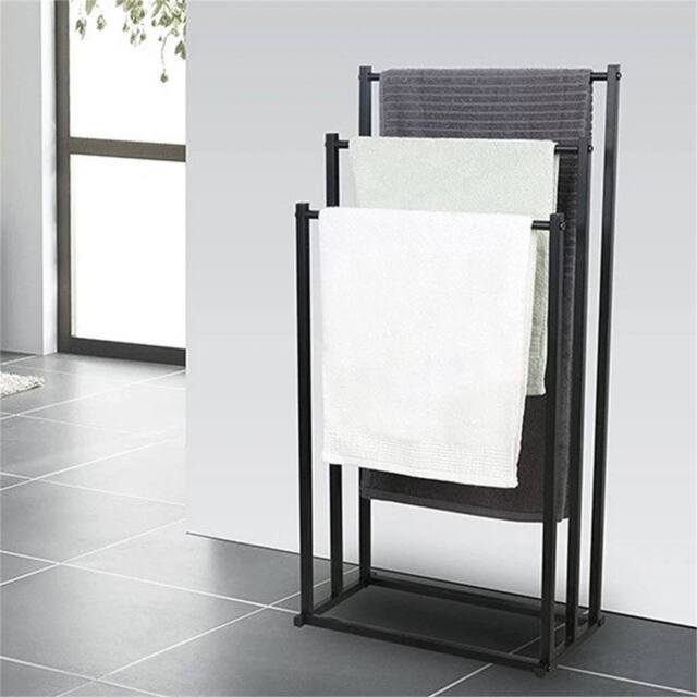 EONLION Bathroom Drying Rail Rack Storage Stand in Black - image 1