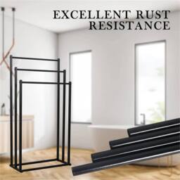EONLION Bathroom Drying Rail Rack Storage Stand in Black - thumbnail 5