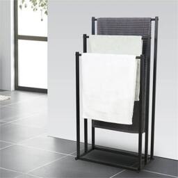 EONLION Bathroom Drying Rail Rack Storage Stand in Black