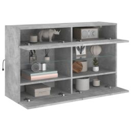 Berkfield Home TV Wall Cabinet with LED Lights Concrete Grey 98.5x30x60.5 cm - thumbnail 6