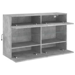 Berkfield Home TV Wall Cabinet with LED Lights Concrete Grey 98.5x30x60.5 cm - thumbnail 8