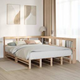 Berkfield Home Bookcase Bed without Mattress 160x200cm Solid Wood Pine in Light Brown - Size: 160x200 cm - thumbnail 4