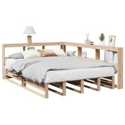 Berkfield Home Bookcase Bed without Mattress 160x200cm Solid Wood Pine in Light Brown - Size: 160x200 cm - thumbnail 2