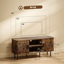 HOMCOM TV Unit for Living Room, TV Stand in Brown - thumbnail 3