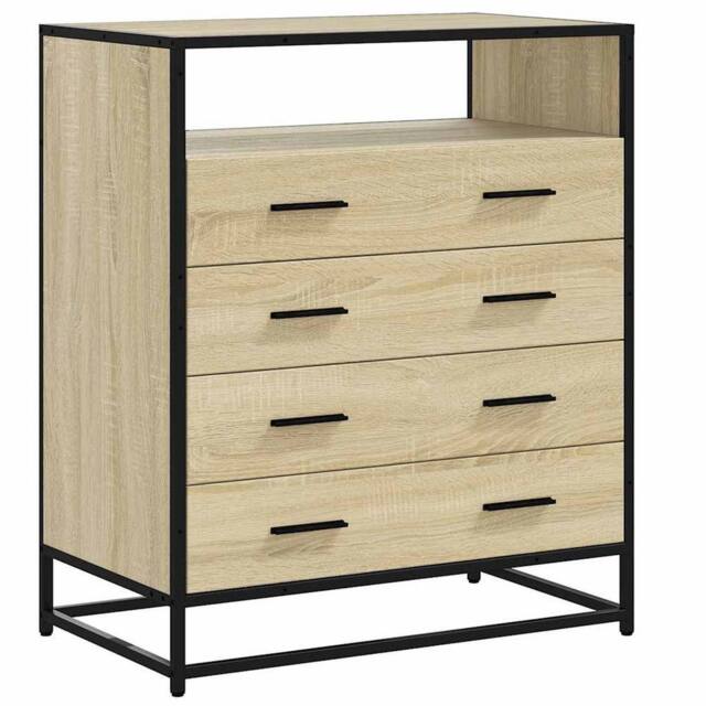 Berkfield Home Drawer Cabinet Sonoma Oak 70x41x83.5 cm Engineered Wood in Light Tan - image 1