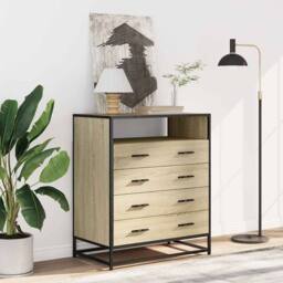 Berkfield Home Drawer Cabinet Sonoma Oak 70x41x83.5 cm Engineered Wood in Light Tan - thumbnail 3