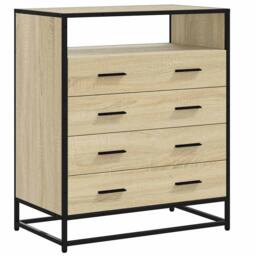 Berkfield Home Drawer Cabinet Sonoma Oak 70x41x83.5 cm Engineered Wood in Light Tan - thumbnail 1