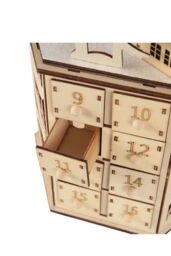 Living and Home LED Rotating Countdown Calendar Wooden Music Box for Christmas in Beige - thumbnail 5