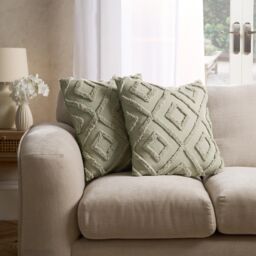 OHS 2 x Tufted Geo Cushion Cover Luxury Modern in Green - Size: 45 cm x 45 cm