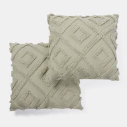 OHS 2 x Tufted Geo Cushion Cover Luxury Modern in Green - Size: 45 cm x 45 cm - thumbnail 5