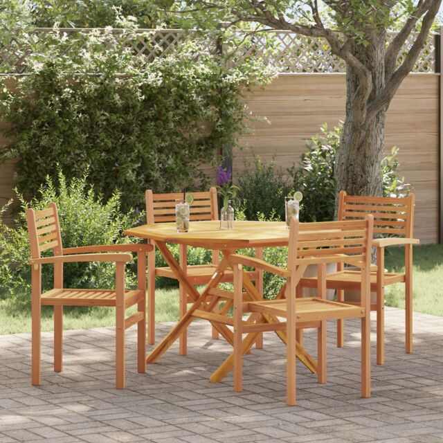 Berkfield Home Garden Stacking Chairs 4 pcs Brown 55.5 x 55.5 x 90 cm - image 1