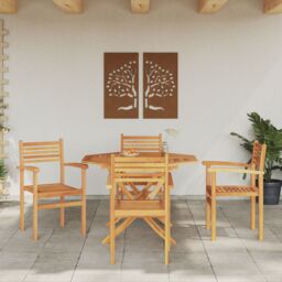Berkfield Home Garden Stacking Chairs 4 pcs Brown 55.5 x 55.5 x 90 cm - thumbnail 3