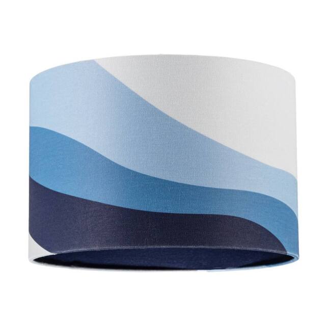 Happy Homewares Modern Linen Fabric Lamp Shade with Inner & Outer Wavy Design in Midnight - Size: 12 inches - image 1