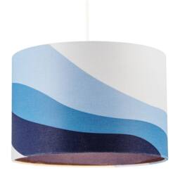 Happy Homewares Modern Linen Fabric Lamp Shade with Inner & Outer Wavy Design in Midnight - Size: 12 inches - thumbnail 2