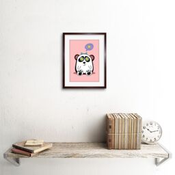 "Artery8 Wall Art Print Kawaii Panda Star Art Framed 9x7 inch in Brown - Size: W7"" x H9""" - thumbnail 2