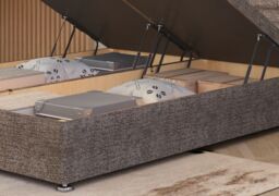 Somnior Austin Tweed Fabric End Opening Ottoman Bed Set with Midnight Mattress in Brown - Size: Super King - thumbnail 5